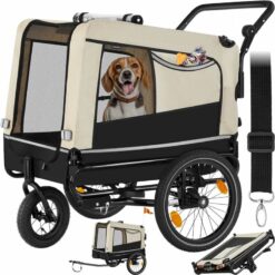 Dog Bike Trailer - multifunctional, foldable, including reflectors, leash and flag - bike carriers for dogs, dog bicycle trailer, doggo bike trailer