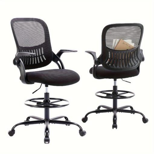 Drafting Chair, Tall Office Chair, Ergonomic Standing Desk Chair, Tall Desk Chair, High Office Chair, Counter Height Office Chairs With Flip-up