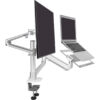 Dual Arm Laptop And Monitor Stand - Single Height Adjustable Gas Spring Laptop Arm And Single Arm Stand/Holder Swivel Monitor Desk Mount Fits 17 To