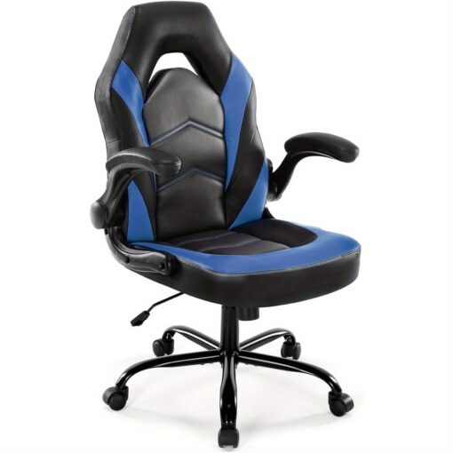 Dumos Video Gaming Computer Chair Ergonomic Office Chair Desk Chair With Lumbar Support Flip Up Arms Adjustable Height Swivel Pu Leather Executive