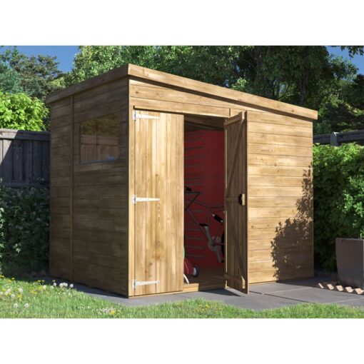 Dunster House Ltd. - Dunster House Bike Shed Storage 2.4m x 1.8m Garden Building Wooden Overlord Pent Roof With Window