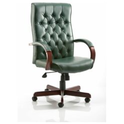 Dynamic - Chesterfield Executive Chair Green Leather with Arms