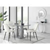 Edzard Double Pedestal High Gloss Dining Table Set with 4 Luxury Velvet Dining Chairs