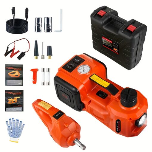 Electric Car Jack Kit 5 Ton 12 V Hydraulic Car Jack Lift (lifting Range: 6.1-17.7 Inch), With Electric Impact Wrench, Car Lift Emergency Tire Change