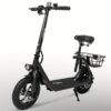 Electric Scooter For Adults - Foldable Scooter With Seat & Carry Basket - 450w Brushless Motor 36v - 15mph 265lbs Max E Mopeds For Adults - Black