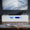 Elegant - 2000mm led tv Unit Stand Cabinet Modern tv Desk Living Room Home Furniture 2 Door with Large Shelves for Storage in White High Gloss