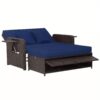 Ergomaster 2 In 1 Patio Rattan Daybed Set Wicker Loveseat Sofa Sun Bed Lounger