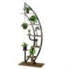 Ergomaster 8-tier Tall Wooden Plant Stand Rack Curved Half Moon Shape Ladder Planter Shelf