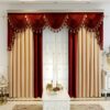 European Light Luxury Bedroom Living Room Velvet Burgundy Color Matching Beige Blackout Festive Wedding Room Curtains Home Decoration (excluding