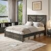 Farmhouse Bed Frame With Wood Headboard, Platform Bed Frame With 49.2" Height/no Box Spring Needed/noisy Free/easy Assembly