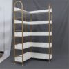 Fashion Bookshelf Storage Rack 5-layer Corner Bookshelf Bookcase Product Size: 90.5*90.5*185cm White + Golden 20*20*0.8mm Steel Frame 15*15*0.5mm