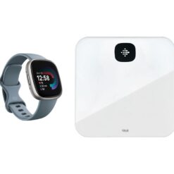 Fitbit Versa 4 Smart Watch & Aria Air Smart Scale Bundle - Waterfall Blue & White, Silver/Grey,Blue