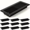 Floor Vent Covers Heavy Duty Floor Register Metal Heat Vent Covers With Rust Proof Finish For Home Floor Heater (black, 12 Pcs)