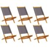 Folding Garden Chairs 6 pcs Anthracite Fabric and Solid Wood Vidaxl