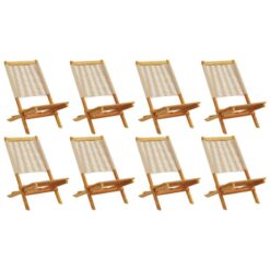 Folding Garden Chairs 8 pcs Beige Solid Wood Acacia Vidaxl