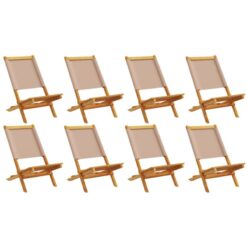 Folding Garden Chairs 8 pcs Taupe Fabric and Solid Wood Vidaxl