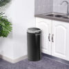 For Kitchen Waste Automatic Dustbin Motion Detection Dustbin Stainless Steel Rubbish Can With Bucket, Black