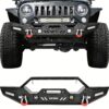 Front Bumper For Wrangler Jk & Unlimited 2007-2018 Rock Crawler Bumper With Winch Plate Mounting & Led Lights & D-rings Off Road Textured Black