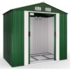 GARDEBRUK® Large 6x4' Metal Tool Shed With Foundation 2m² 4m³ Apex Roof 196x132x188cm Sliding Door Galvanised Steel Garden Equipment Bike Log Storage