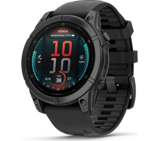 GARMIN fenix E AMOLED Smart Watch - Slate Grey Steel & Black, 47 mm, Black,Silver/Grey