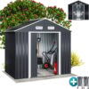 Gardebruk - Large 6x4' Metal Tool Shed With Foundation 2m² 4m³ Apex Roof 196x132x188cm Sliding Door Galvanised Steel Garden Equipment Bike Log