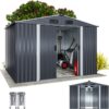 Gardebruk - Metal Tool Shed With Foundation Apex or Pent Roof Sliding Door Heavy Duty Galvanised Steel Garden Equipment Bike Log Storage