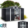 Gardebruk - xxl 8x6' Metal Tool Shed With Foundation 5m² 9m³ Apex Roof 260x205x180cm Sliding Door Galvanised Steel Garden Equipment Bike Log Storage