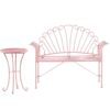 Garden Furniture Set Pink Vintage Metal 1 Bench 1 Table Cavinia