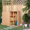 Garden Shed Wooden Garden Storage Shed Fir Wood Tool Cabinet Organiser With Shelves 75l X 56w X115hcm Natural