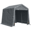 Garden Storage Tent Bike Shed w/ Metal Frame & Zipper Doors, Grey - Outsunny