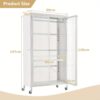 Goflame Portable Rolling Storage Wardrobe Cabinet With Hanging Rod, Metal Frame