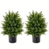 Goplus 22" Artificial Cedar Topiary Ball Tree 2-pack Faux Shrub Bush Trees For Decor