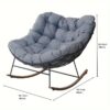 Grand Patio Outdoors Casual Rocking Chair, 1/2/4 Pc E-coated Papasan Rocking Chair With Cushion, Outside Rocker Recliner Chair For Patio Porch Garden