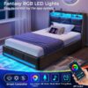 Greenstell Led Bed Frame 2- & Drawers, Pu / Upholstered , And -in Charging , Size Bed Frame Led And Charging , Bed Frame , Upholstered Bed & Drawers,