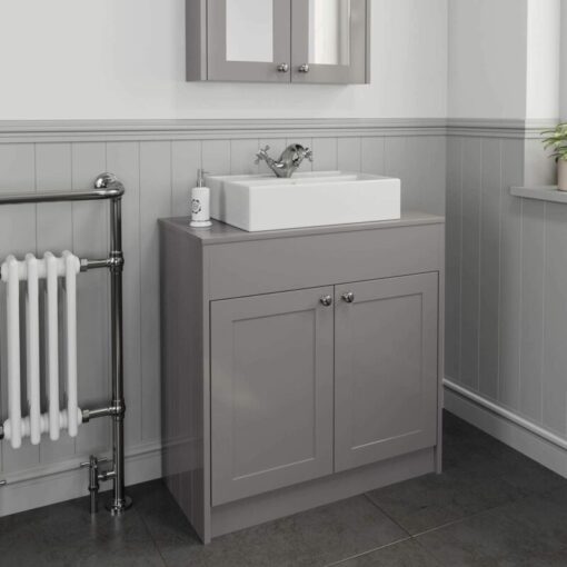 Grey Bathroom Vanity Unit Countertop Traditional Furniture - 800mm Unit with 505mm Rectangular Basin - Park Lane