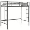 Gymax Twin Size Loft Bed Heavy Duty Metal Loft Bed Frame With Safety Guardrail