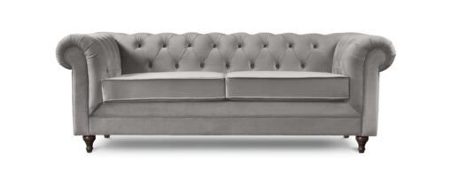 Habitat Chesterfield Velvet 3 Seater Sofa - Light Grey