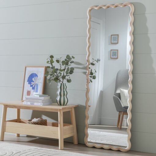 Habitat Wavy Full Length Mirror - Solid Ash - 150x55cm