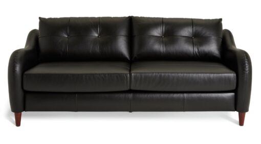 Habitat Winnie Leather 3 Seater Sofa - Black