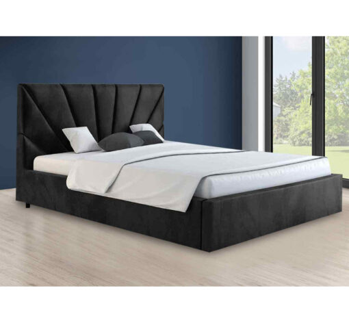 Hamini Bed Double Plush Velvet Black