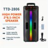 High Power 2x8. 5-inch Portable Speaker With 7 Colors Changing Light Bar, Dual 8. 5-inch Subwoofers, And Wireless Connectivity