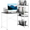 Homcom - Computer Desk Laptop Table w/4-tier Bookshelf Metal Frame Black