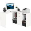 Homcom - Dual-use Adjustable Large L-Shaped Computer Desk Laptop White