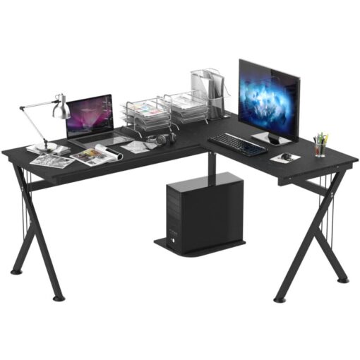 Homcom - L-Shaped Corner Computer Desk Laptop Workstation pc Table Home Office