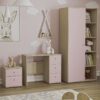 Home Discount - Neptune 3 Piece Bedroom Furniture Set Bedside Table, Desk & Wardrobe, Pink & Oak