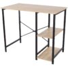 Home Office Oak Desk Computer Table Study Laptop Writing Workstation 2 Shelves - Black