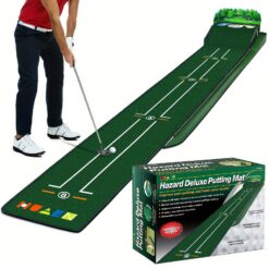 Huaen Putting Mat, Putting & Outdoor With Ball Return And 3 Holes, Improve Accuracy And Wrinkle-resistant Mat, Golf Accessories For Men