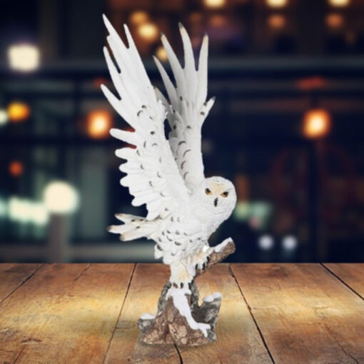 Ice Armor 17"h Snowy Owl Wings Up Figurine Statue Sculpture Ornament Decoration Home/room Decor And Perfect Gift Ideas For Women/men, House Warming,