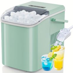 Ice Maker, 9 Ice Cubes In 6 Minutes, Countertop With Ice Scoop, Basket And Handle, 26.5lbs/, Self-cleaning With 2 Sizes Of Bullet Ice For Kitchen,