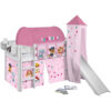 Jelle loft bed with curtain and tower PAW Patrol pink play bed